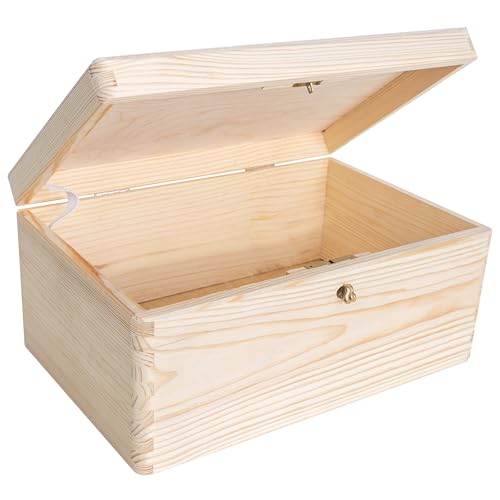 Creative Deco Holzkiste mit Deckel und Schlüssel | 30 x 20 x 14 cm...