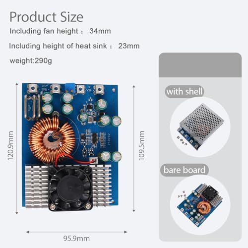 Xanorrg Módulos De Fuente Alimentación del Regulador Eléctrico Ajustable 1000W 50A con Disipación Calor del Ventilador Refrigeración para Proyectos Industriales Fuente Alimentación Ajustable con - imagen 7