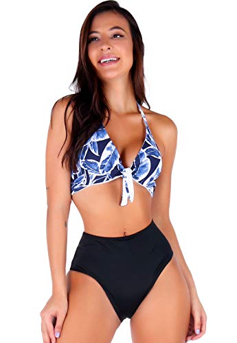 Biquíni Hot Pants de Amarrar BOYOU Cintura Alta Moda Praia 350 Preto (G)