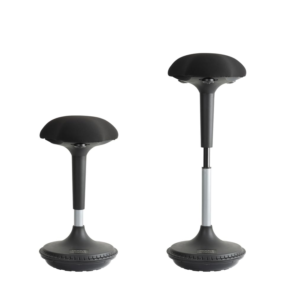 Unilux Moove Tabouret de bureau Ergonomique Réglabe en Hauteur 59 x 35 cm Noir
