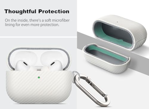 Image of Haobobro Leather Case - for AirPods Pro 3 Case Cover with Keychain - Selected Skin-Friendly Leather, Carbon Fibre Texture, Handmade Shockproof Hard Cover for AirPods Pro 3rd Generation Earbuds - Blue