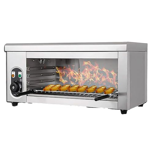 MaxtiL 2000W Electric Cheese Melter Grill, Commercial Salamander Broiler Countertop Oven with Adjustable Grid, 50-300°C Stainless Steel