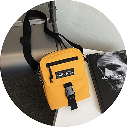 FSJKZX Kleine Umhängetasche aus Nylon für Herren, für Outdoor-Reisen, Freizeit, mit einer Schulter tragbar (Farbe: Gelb, Größe: 16 x 5 x 20 cm) Cover