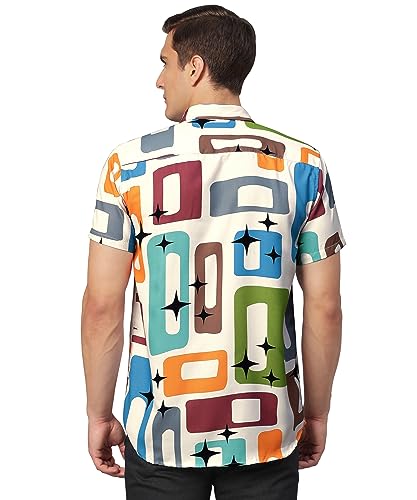 Image of Venisa Men's Cotton Blended Printed Casual Shirt