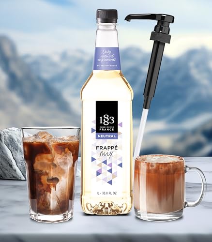 Image of 1883 Frappe Mix Syrup for Coffee and Drinks, Made in France, 1 Liter Plastic Bottle