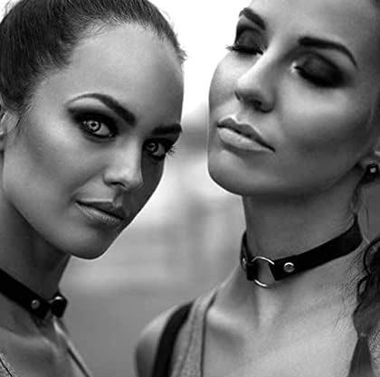 Zoestar Black Leather Choker Necklaces Circle Adjustable Collar Necklace for Women - Image 4