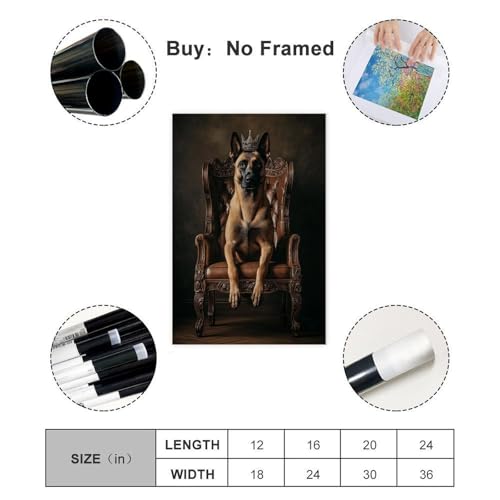 Malinois Royal Dog Poster Leinwand Poster Schlafzimmer Dekor Landschaft Büro Zimmer Dekor Geschenk 50 x 75 cm