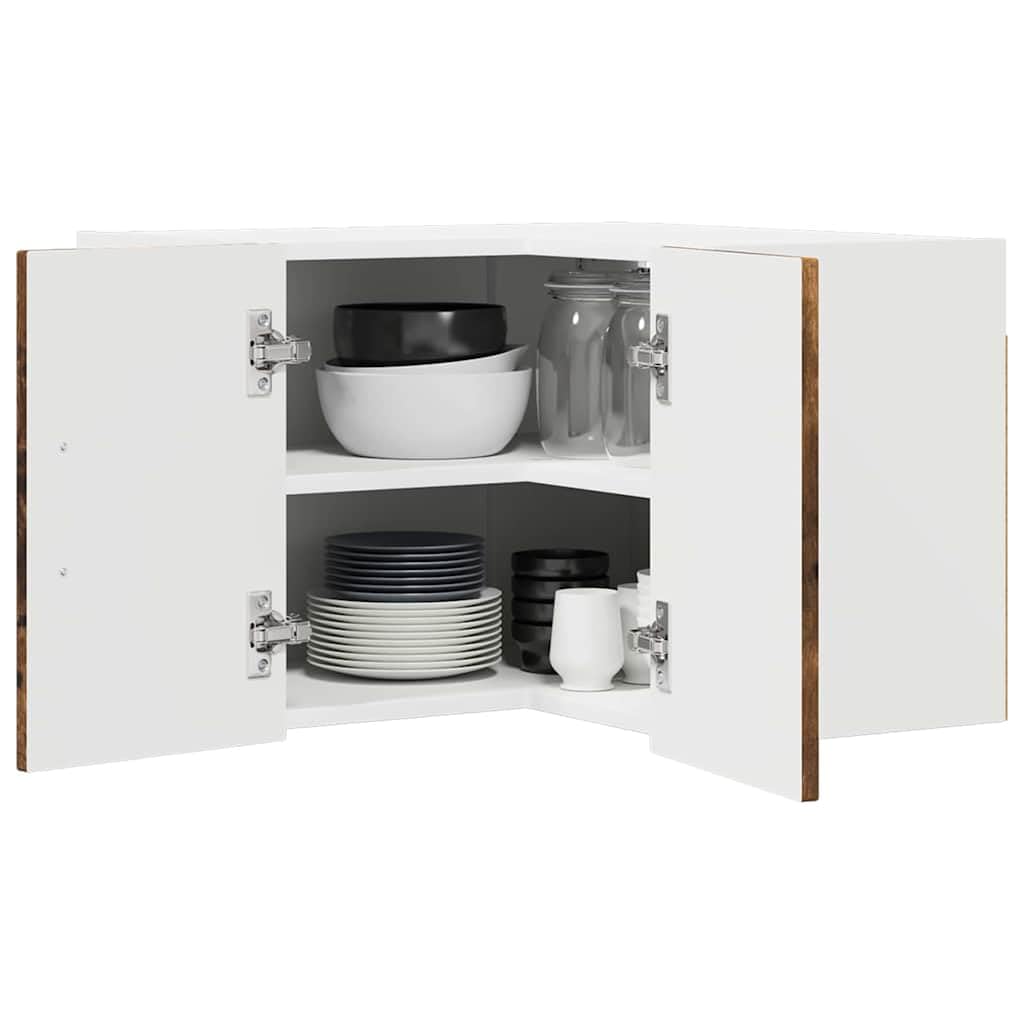 vidaXL Wall Corner Cabinet LUCCA Smoked Oak 57 x 57 x 40 cm