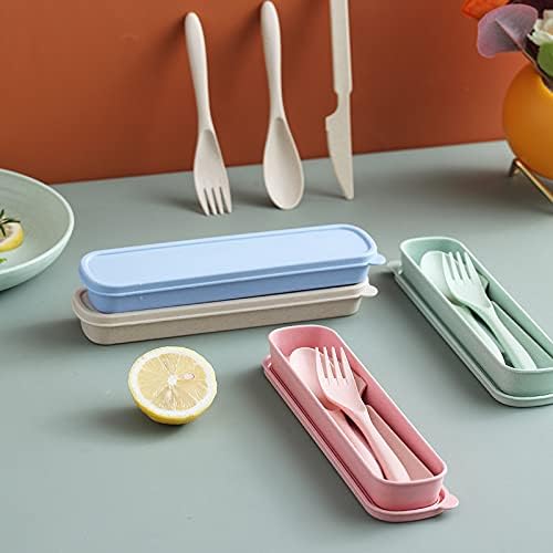 BOBOA 40Pcs Dinner Sets Reusable PP Plastic Cutlery Set -Eco Friendly,Colorful Plastic Dinnerware Sets Camping Sets Including Plates, Cups, Bowls, Forks,Spoon,Knives, Storage Box