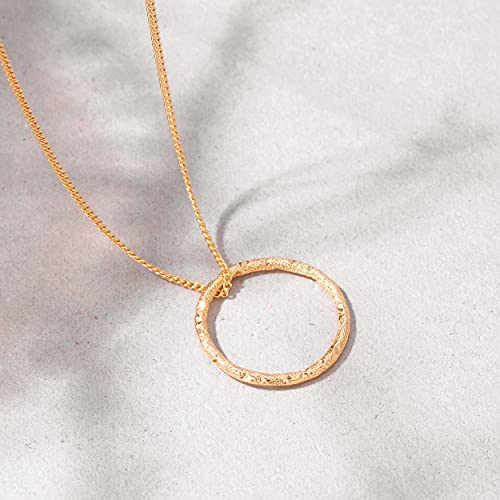 Image of Fettero Pendant Necklace Gold Choker Layered Coin Open Karma Circle Full New Crescent Moon 14K Gold Plated Simple Dainty Necklaces for Women Jewelry Gift
