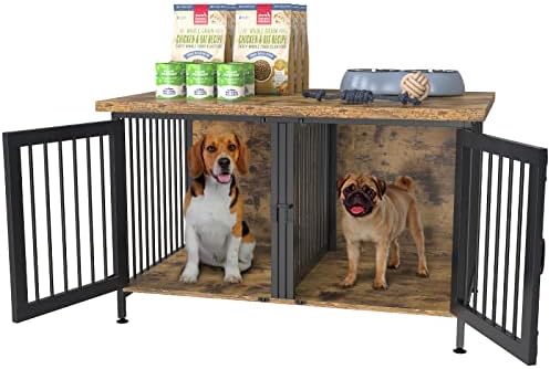 GDLF Double Dog Crate with Divider for 2 Small Dogs or 1 Dog, Furniture Style Kennel Indoor Cage with Removable Panel (Int.dims:36.2”Wx24.5”Dx21”H)