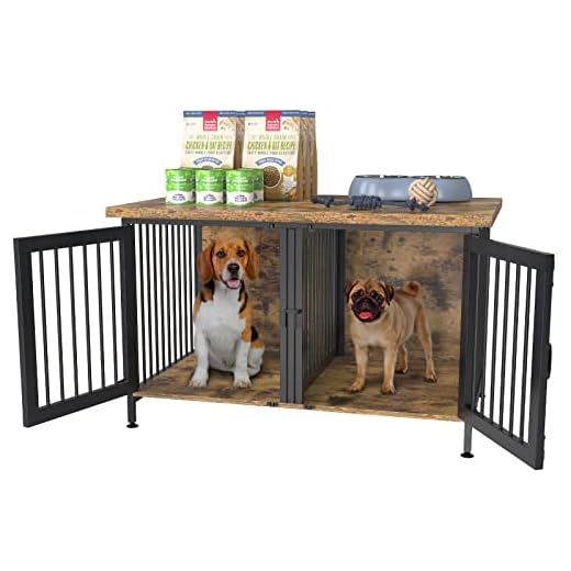 GDLF Double Dog Crate with Divider for 2 Small Dogs or 1 Dog, Furniture Style Kennel Indoor Cage with Removable Panel (Int.dims:36.2”Wx24.5”Dx21”H)