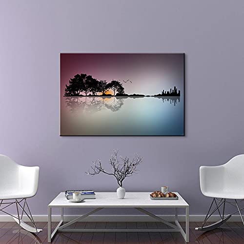 Music Wall Decor Guitar Tree Island Canvas Print Music Room Decor Guitar Poster Guitar Decor Music Art Wall Decor Musical Wall Art Framed Guitar Canvas Wall Art For Living Room Bedroom Decor (24''Hx36''W) #TOP2