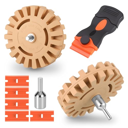 Starvortex 2skt Folienradierer Akkuschrauber, Ø100mm Klebereste Entferner Auto, Klebereste Entferner Auto, Klebereste Radierer Auto, Aufkleber Radierer Von KFZ, RVs, Boote, Von Vinyl