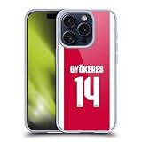 Head Case Designs Officially Licensed Arsenal FC Viktor Gyökeres 2025/26 Players Home Kit 1st Group Gel Case [Military Grade] Compatible with Apple iPhone 15 Pro and Compatible with MagSafe