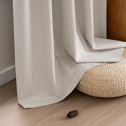 PrinceDeco Blackout Curtains 63 inch Length 2 Panels Set 100% Blackout Long Drapes for Bedroom Living Room Darkening Curtain Thermal Insulated Back tab Rod Pocket(W52 x L63 Inch,Ivory) by PrinceDeco - Used condition - Image 6
