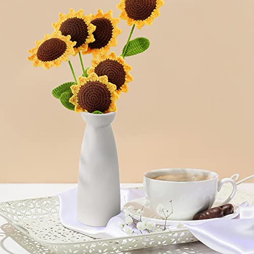 Tatuo Crochet Sunflower Gifts 17 Inch Handmade Knitted Fake Daisy Flowers Bouquet With Long Stem And Inspirational Quote Cards For Summer Decoration Home Table Wedding (12 Set) #TOP6