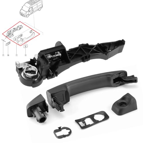 Pulchra Left Side Exterior Door Handle Sliding Door Handle with Holder for Renault Master MK3 Vauxhall Movano Replacement 806075481R 806067794R