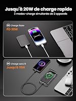 kstime Magnetische powerbank, 5000 mAh, 8 mm, ultradünnes Titan-Design, PD20W, kabelloses tragbares Ladegerät mit USB-C-Eingang und Ausgang, kompatibel mit iPhone 17/16/15/14/13/12 Serie Grau – Ansicht 2
