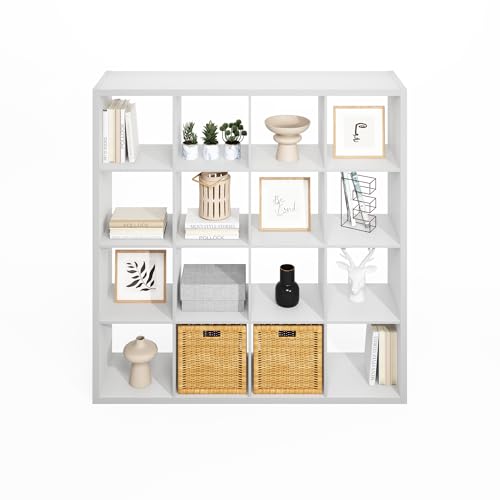 Furinno Simple Cube Storage Organizer, 16-Cube Display Shelf, Open Back Shelving Unit, Storage Shelves, Extra Thick Frame, for Organization and Storage, Living Room, Home Office, White by Furinno - Image 5