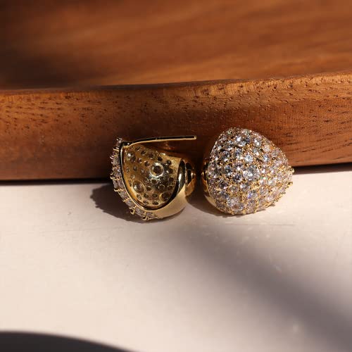 Sonateomber Gold Bottega Earring Dupes Cubic Zirconia Teardrop Statement Stud For Women Girls - Sparkly Rhinestone Chunky Oversized Trendy Tear Drop Ball Hoop Huggie Droplet Jewelry Gift #TOP3