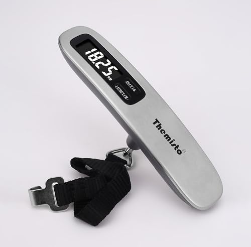 Themisto TH-WS10 Digital Luggage Scale with Target Value Setting (50kg), Silver