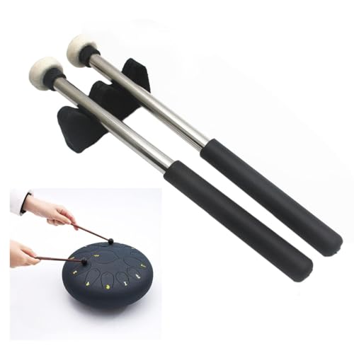 TUOREN 3Pair Steel Tongue Drum Mallet Hand Pan Sticks Percussion Instrument Accessories with Bracket, Velvet Storage Bag - Thumbnail 4