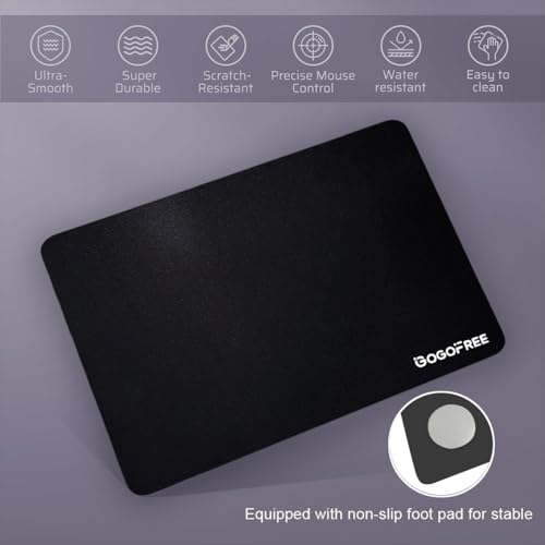 Image of Hard Gaming Mouse Pad, Professional Esport Tempered Glass Mouse Mat Ultra-Smooth Micro-Etched Surface for Top Speed and Control, Non-Slip Mousepad, Dirt & Scratch Resistant (Black, 400mm*500mm)