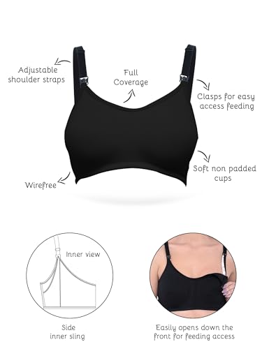 Image of Inner Sense Organic Cotton Bamboo Nursing Bra for Women I Non Padded Feeding Bra with Keyhole Back Design and Wire Free I Maternity Innerwear with Full Coverage