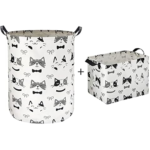 HIYAGON Baby Laundry Basket Cat Hamper Rectangular Storage Box for Organizing Toys,Nursery Basket,Clothing,Books, Gift Baskets Cover
