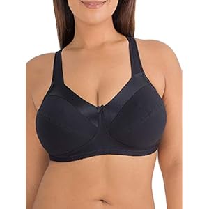 Fruit-of-the-Loom-Womens-Seamed-Soft-Cup-Wirefree-Bra Fruit of the Loom Women's Seamed Soft Cup Wirefree Cotton Bra with Satin Trim, Black HUE, 40C