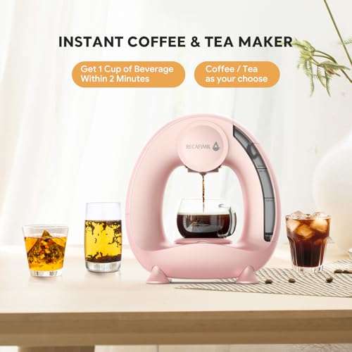 Image of RECAFIMIL MINI Q 2-in-1 Single Serve Coffee Maker - Brew K-Cups or Ground Coffee (4-8 oz) - Compact Americano Coffee Brewer with Reusable Filter (Pink)