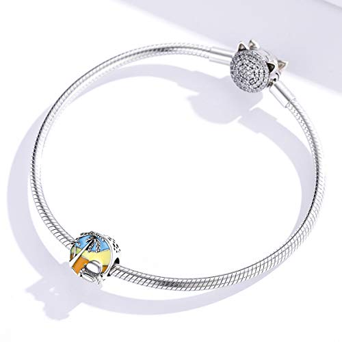 I Love Summer Charm Heart Charm,925 925 Sterling Silver Holiday at the Beach Charm fit Bracelet3