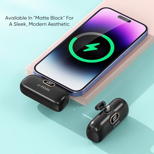 Image of Powerpod 5000mAh 22.5W Fast Charging Nano Powerbank, in-Built Type C Input /Output Pin, Type C PD Output, LED Battery Indicator, Compatible with Type C Smartphone, iPhone (Matte Black)
