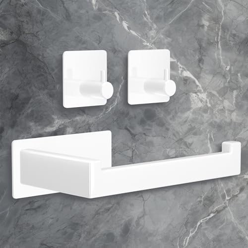 YUNISS Porte Papier Toilette, Acier Inoxydable Support Papier Toilette Mural, 1 Pièces Porte-Papier Hygiénique+2 Pièces Crochet Adhésif 3M, Sans Perçage,...