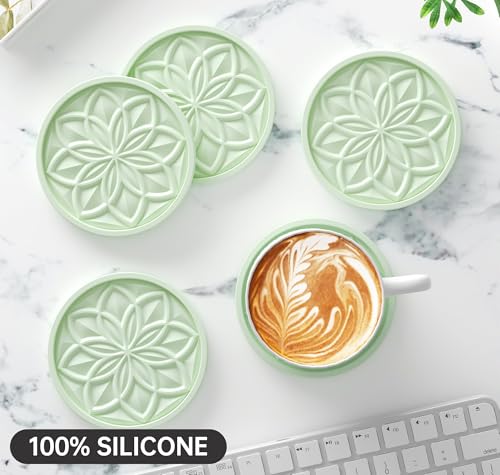 image for HFHOME Silicone Coasters Set, 4 Pcs Drink Coasters for Coffee Table, B