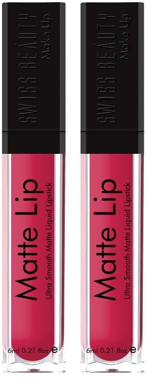 Image of Swiss Beauty Ultra Smooth Matte Liquid Lipstick, Petal, 6ml - Smooth Lip Color, Weightless Finish, Silky Matte Finish, Iconic Lip, Matte Finish, Matte Lipstick, Liquid Lipstick (Pack of 2)