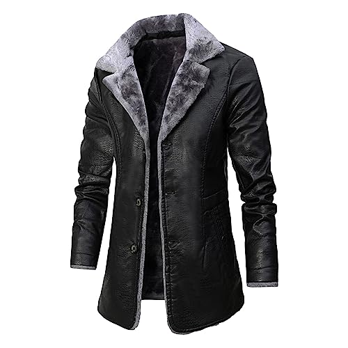 Chaqueta larga de cuero PU para hombre miniatura 1