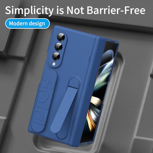 Coque Samsung Z Fold3 étui bleu avec protège écran et béquille
