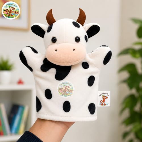 Image of American Cow Hand Puppet 22cm | Soft Plush Toy for Kids