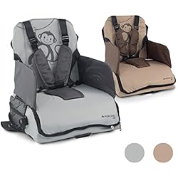 Trona Portatil Cam Mobiclinic ®, Trona portátil bebé, Monkey, Trona de viaje, De 6 a 36 meses, Hasta 15kg, Plegable, Arnés Ajustable de 5 puntos, Con almacenamiento, Trona portátil, Silla bebe, Color Gris