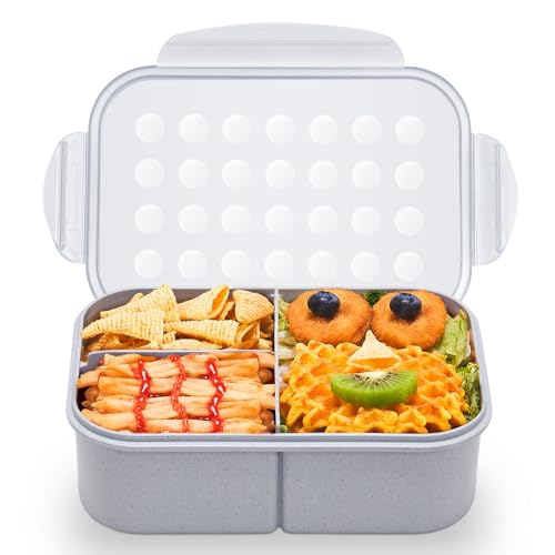 MISS BIG® Bento Box,Bento Box Adult,Lunch Box,Leak Proof Lunch Containers,No BPAs and No Chemical Dyes Bento Lunch Box,Dishwasher and Microwave Safe Lunch Containers for Adults(1900ml Gray)