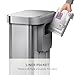 simplehuman 55 Liter / 14.5 Gallon Rectangular Hands-Free Kitchen Step Trash Can with Soft-Close Lid, Brushed Stainless Steel