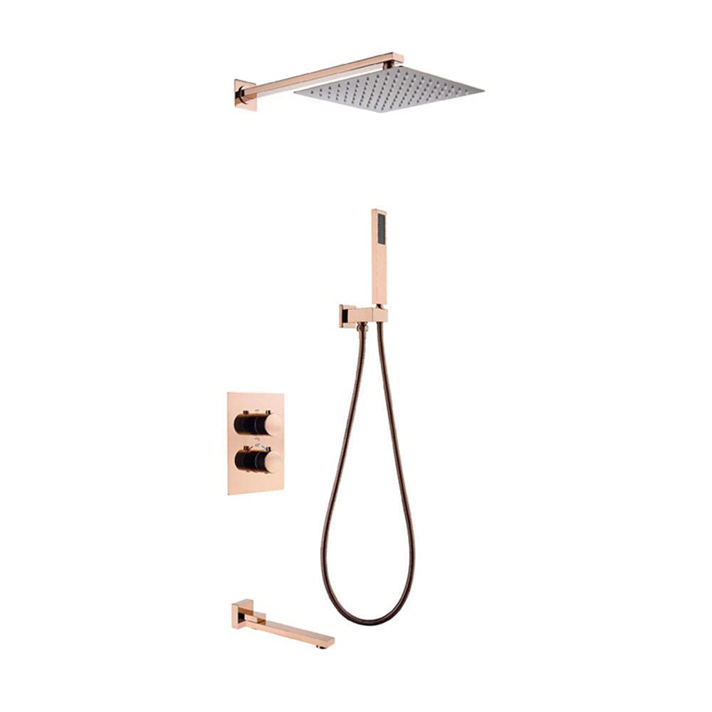 QUSYZD Concealed Thermostatic Shower Set Rose Gold Shower Head with Handheld Bathroom Shower System-3 Function,2 Function,3 Function