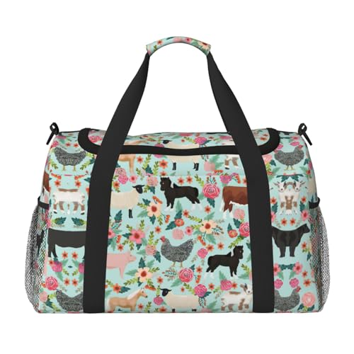 Sac de voyage imprimé animal pour femme, grand sac fourre-tout et accessoire bagage noir