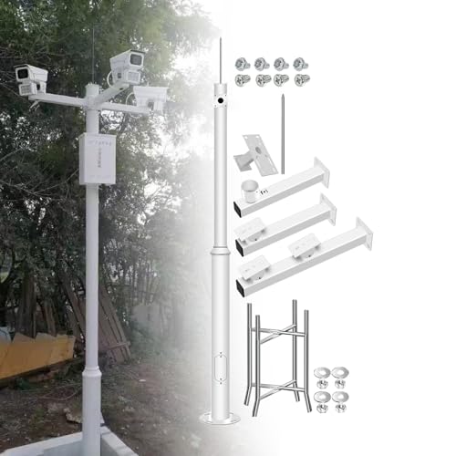 Uniwersalny słupek pionowy do kamer bezpieczeństwa i solarnych lamp ulicznych, regulowany metalowy słupek nadzoru z uchwytami montażowymi, idealny do monitoringu zewnętrznego i rozwiązań