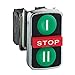 NonIllum Push Button, 22mm, 2NOx2f;1NC, Grnx2f;Rd XB4BA731327