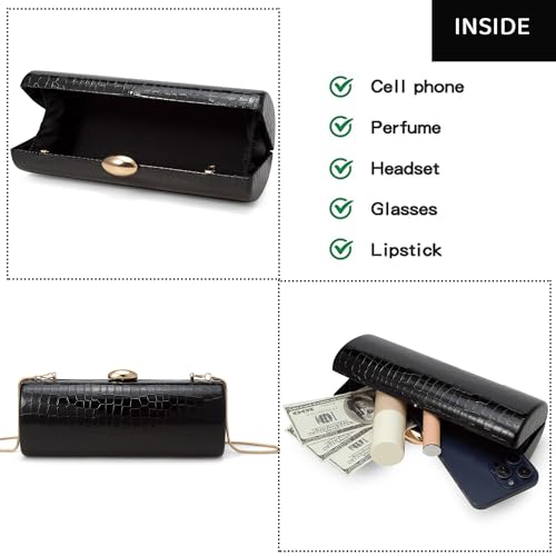 Image of Vegan PU Leather Evening Clutch Purses Crocodile Pattern Handbags Formal Envelope Shoulder Bags for Party Wedding Prom