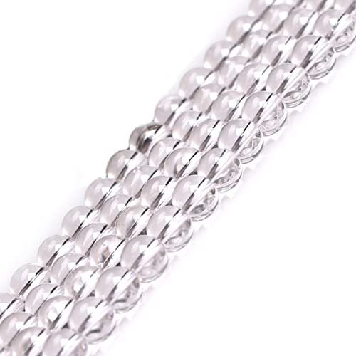 GEM-Inside Natural 8mm White Clear Rock Quartz Crystal Round Gemstone Semi Precious Loose Beads for Jewellery Making 15''
