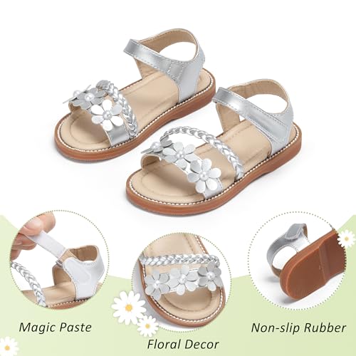Image of GINFIVE Toddler Girls Sandals Little Girls Kids Summer Shoes Toddler Sandals
